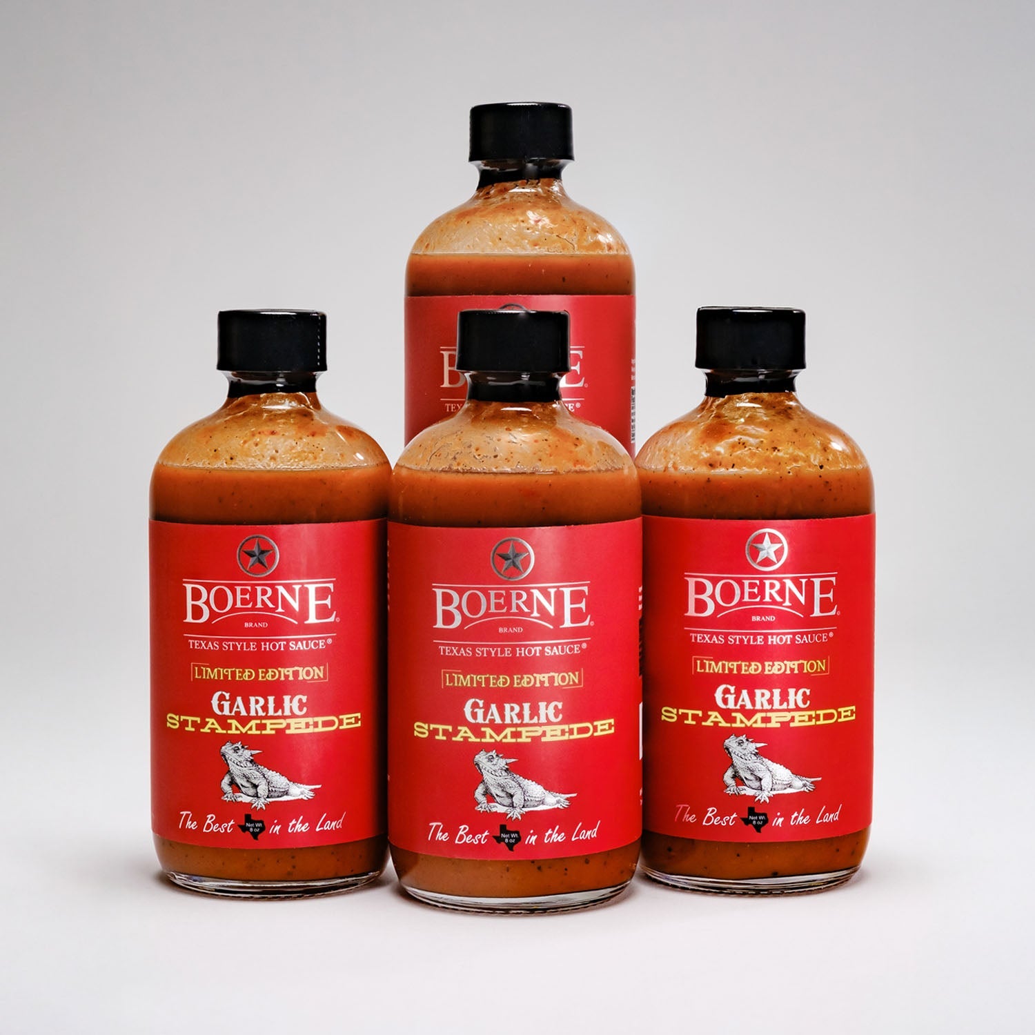 Boerne Brand Garlic Stampede Texas hot sauce made in Texas with garlic and cayenne peppers