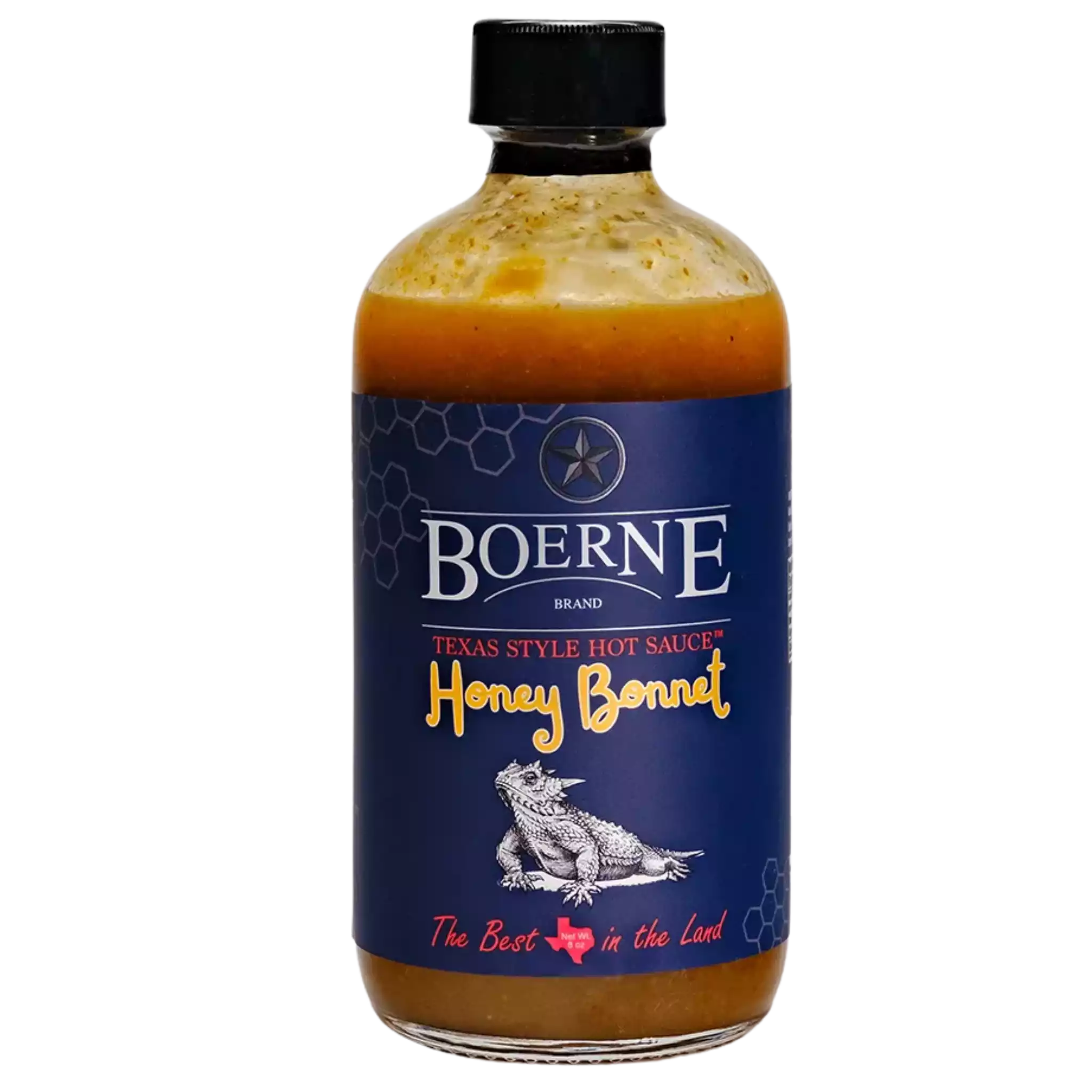 Boerne Brand Honey Bonnet Texas-style hot sauce bottle